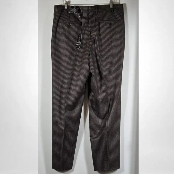 David Bishop NWT W34 X L30 Men's Black Pinstripe Dress Pants Made in Italy - Picture 3 of 14